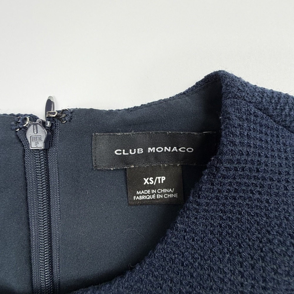 Club Monaco Womens Textured Waffle Knit Sleeveless Boxy Crop Top Navy Blue XS - Picture 2 of 10